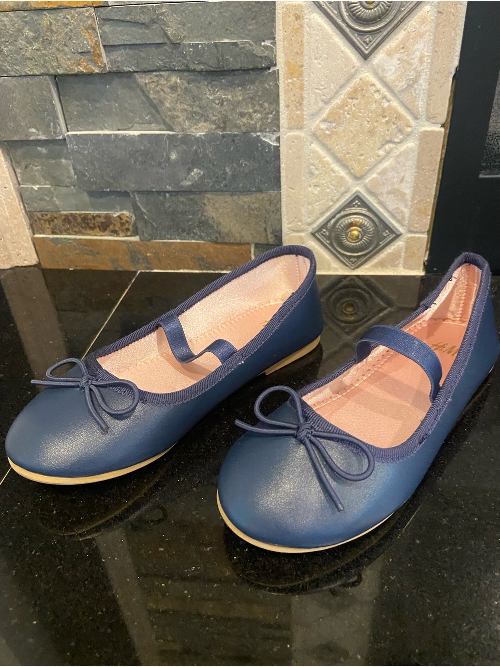 H&M Navy Blue Girls Mary Jane Ballet Flats with Bow